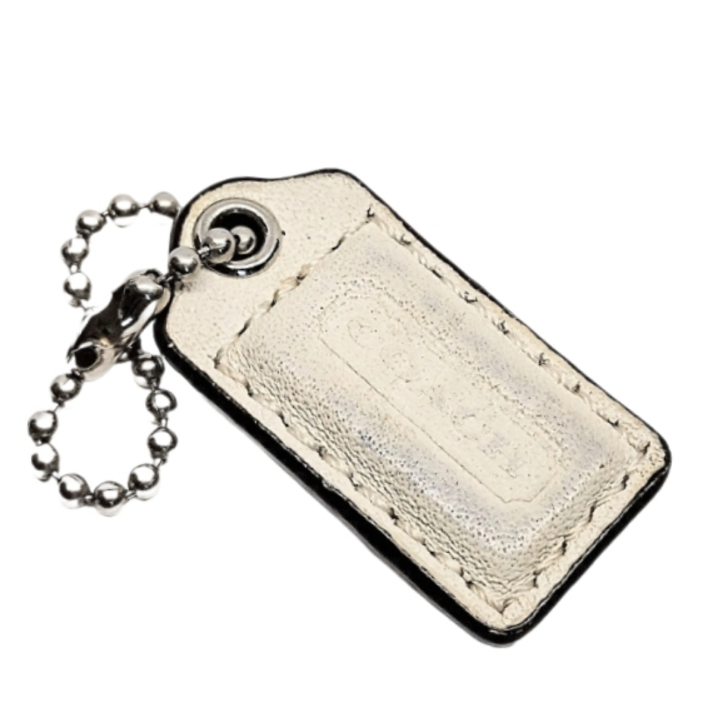 🆕 Mini Coach 1.5" Y2K Chalk White Leather Hangtag Keychain Bag Charm Fob